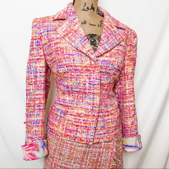 SOLD ESCADA pastel RARE pink tweed suit blazer - Picture 3 of 14